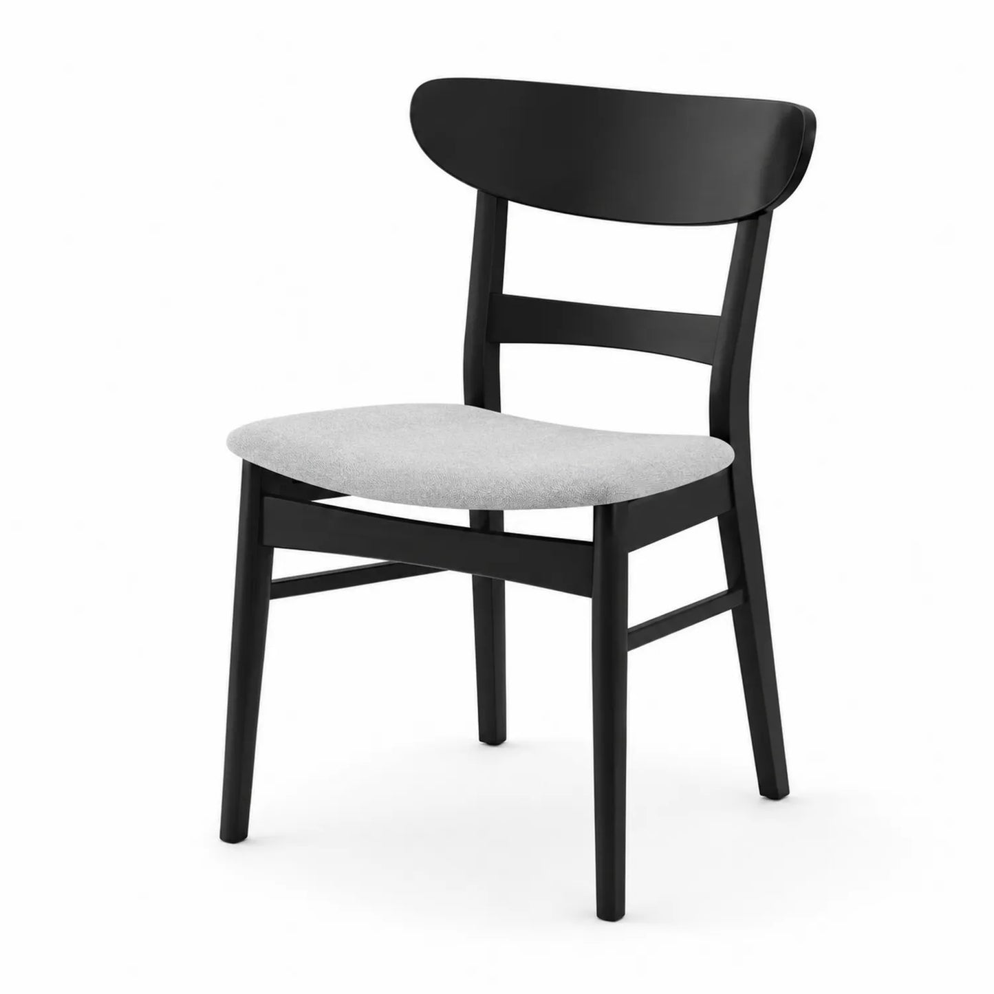 Esszimmerstuhl Holz Schwarz mit Polyester Sitzpolster Grau