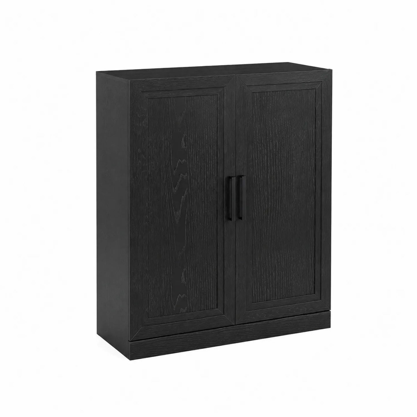Schwarzer Holzschrank mit 2 Türen und Regalböden