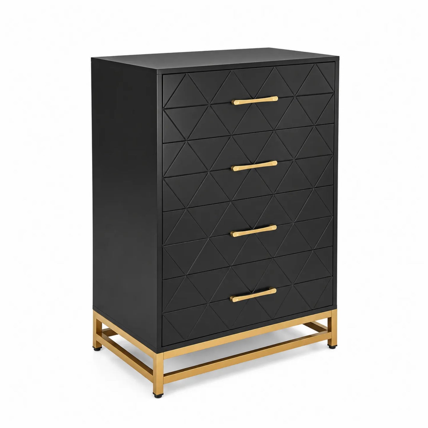 Schwarze Kommode mit vier Schubladen, MDF und Metall, 80x40x120cm