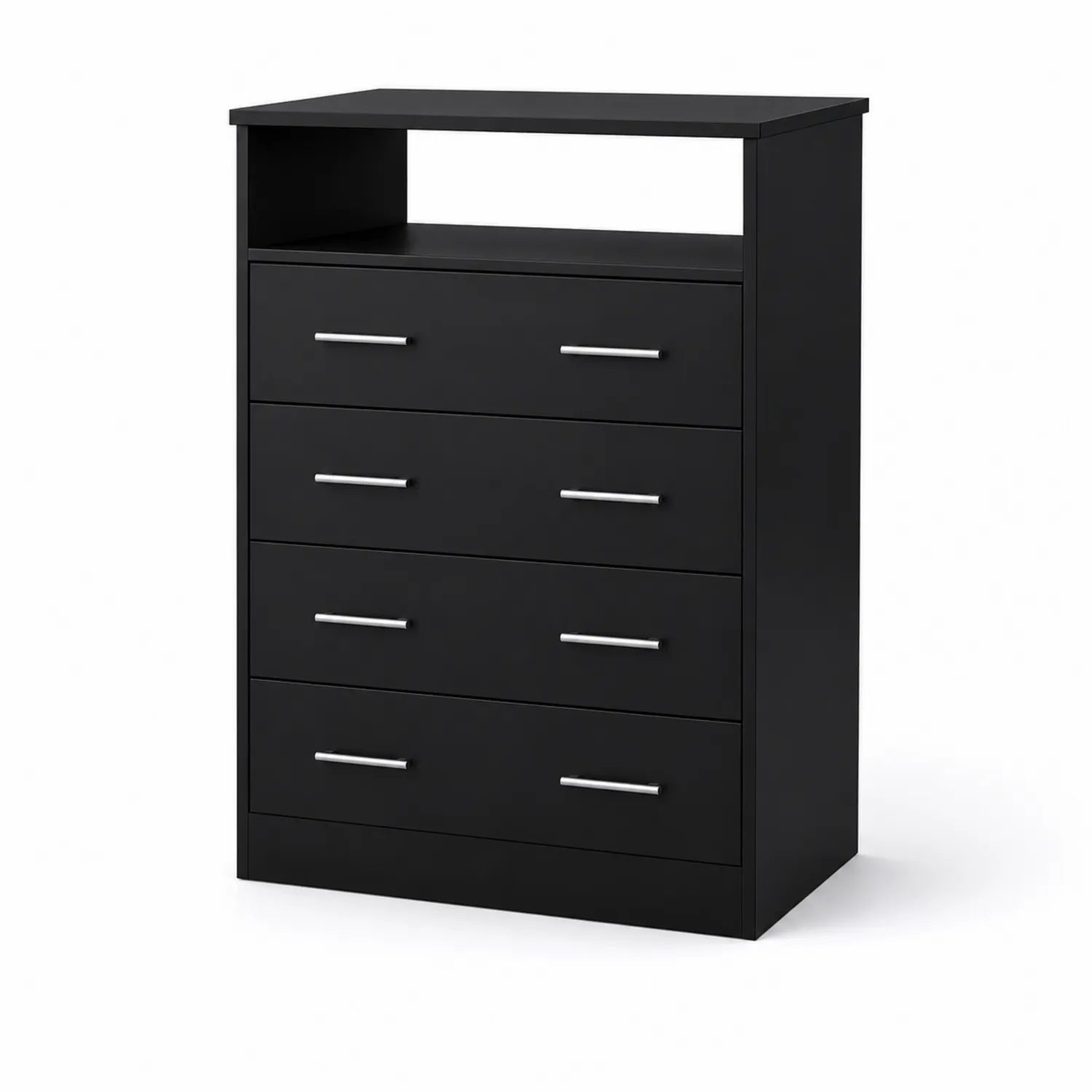 Schwarze Kommode mit 4 Schubladen aus Holzwerkstoff – Harborfieldliving