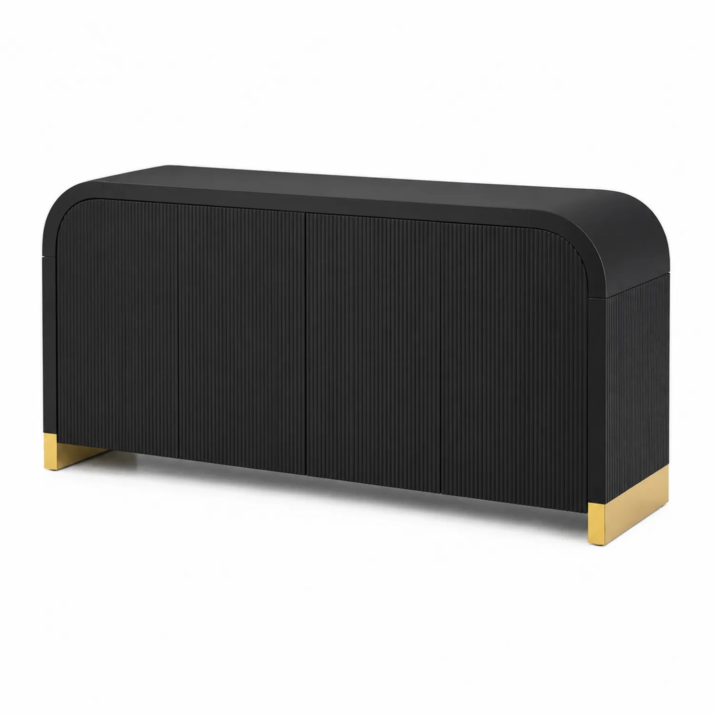 Schwarzes MDF-Sideboard mit Edelstahlakzenten