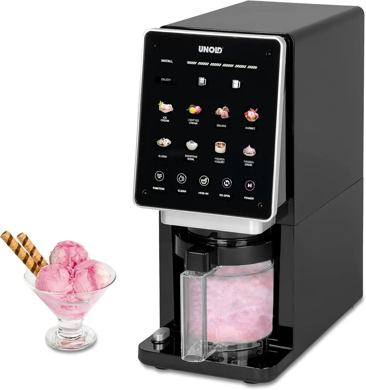 Eismaschine, Behälter, Messer, Speiseeismaschine, 8 Programme, 500 ml, Touch-Bedienung, für Eiscreme