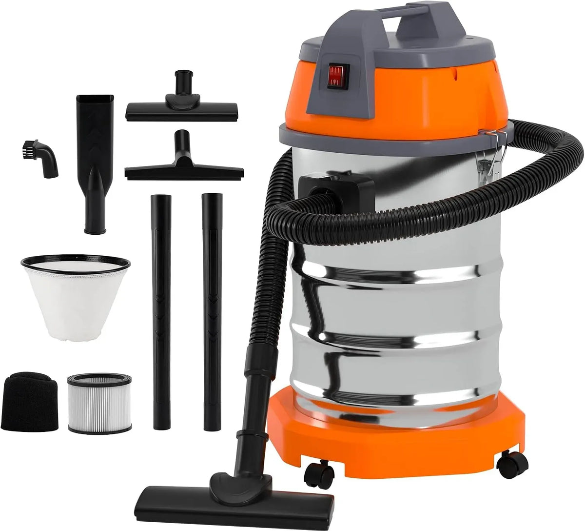 Staubsauger, 35 L, 3200 W, Für 14m 2-in-1, Edelstahl, 23kPa Saugkraft, HEPA-Filter