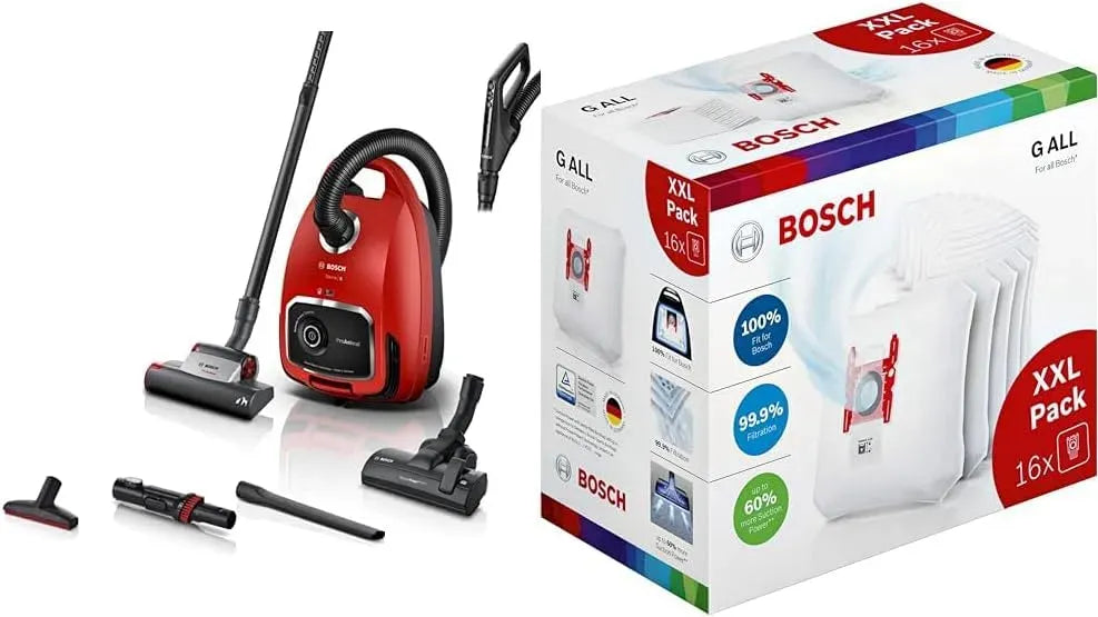 Bosch Serie 6 BGL6TPET Staubsauger, 700 W, Rot, 50% längere Nutzungsdauer, 99,9% Feinstaubfilterung