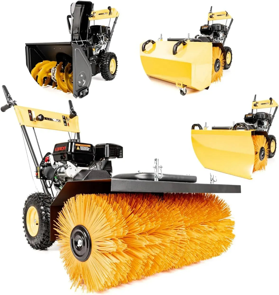 ZM06E 4in1 Auffangbehälter, Kehrmaschine, Schneefräse, Motor, Schneeräumgerät, Bodenkehrmaschine, 80 cm, CEDRUS, 6,5 PS