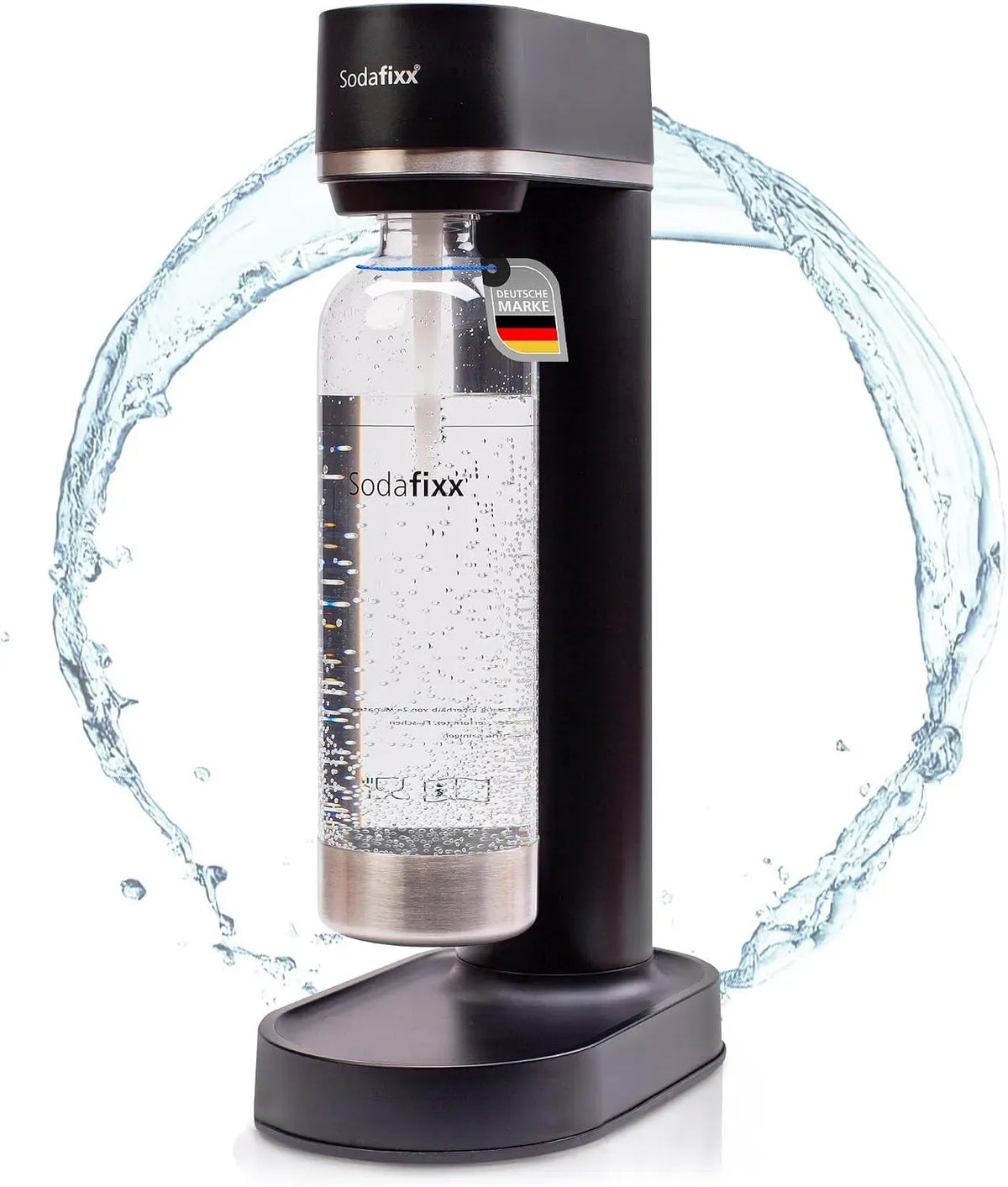 CO2 Sprudelwasser Maschine, Sprudel Gerät, Soda Maker, Wasserflasche, 0,85 L, 60 L, Schwarz, für 60L CO2 Zylinder