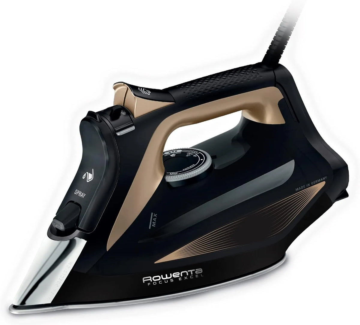 Rowenta DW5325 Dampfbügeleisen, elektrisches Bügeleisen, 2700 W, 45 g, 180 g, 300 ml, großer Wassertank, Schwarz
