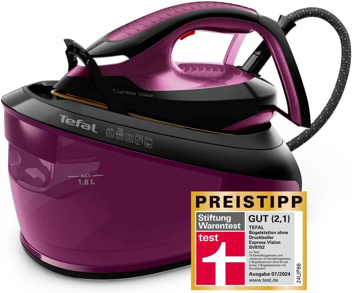Tefal 480g/Min. SV8152 Eco-Modus, Express Vision, leistungsstarker 6,9-Bar-Druck, Dampfstoß: 480g/Min, 1,8 L Wassertank, Smart Temp-Technologie, LED