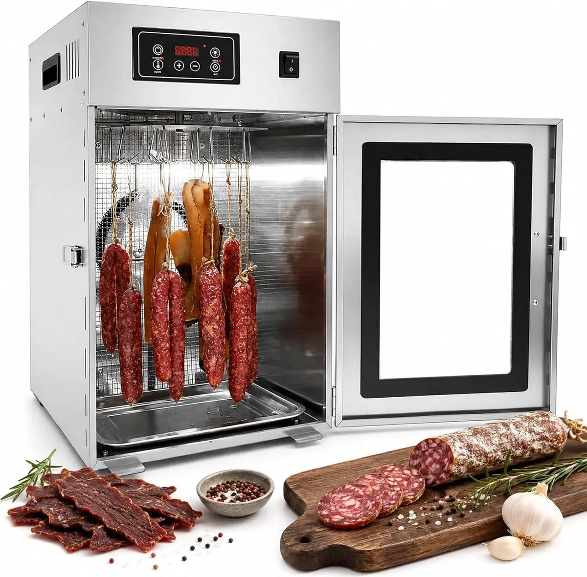 Wäschetrockner 24h, 800 W, 7,5 kg, Timer, Glas, Edelstahl, 30‑90°C