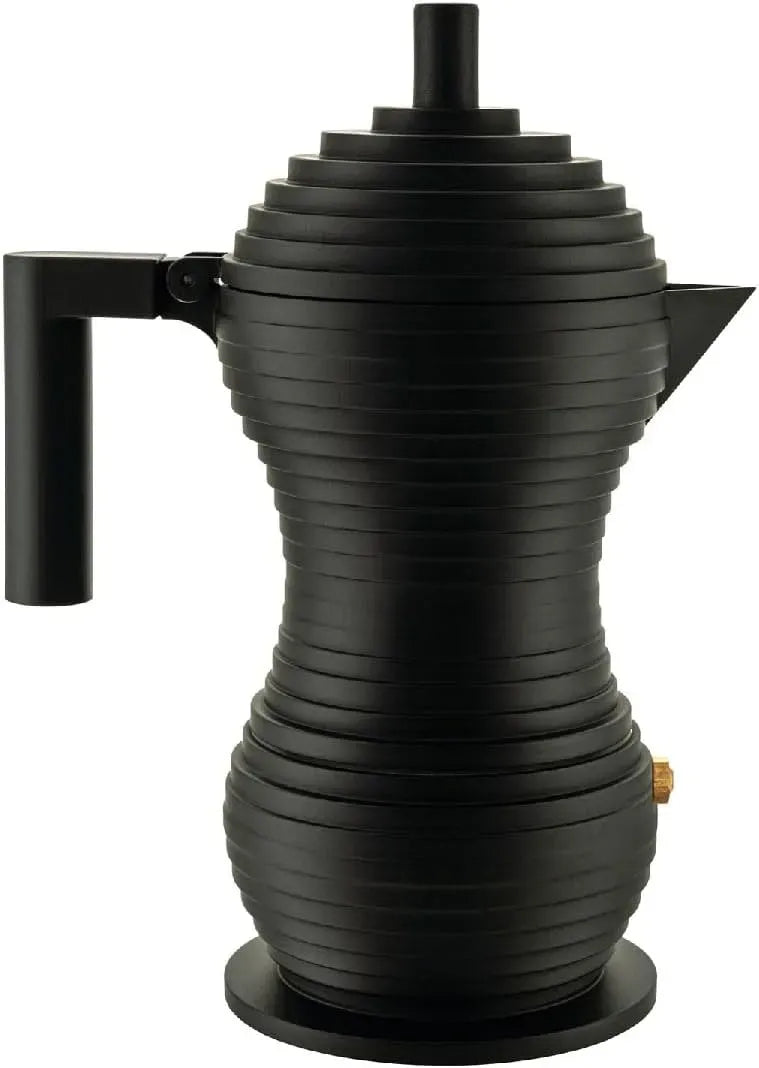 Kaffeemaschine, Alessi MDL02/3, Schwarz, aus Aluminiumguss mit Griff und Knopf aus PA, 3 Tassen, Pulcina BB
