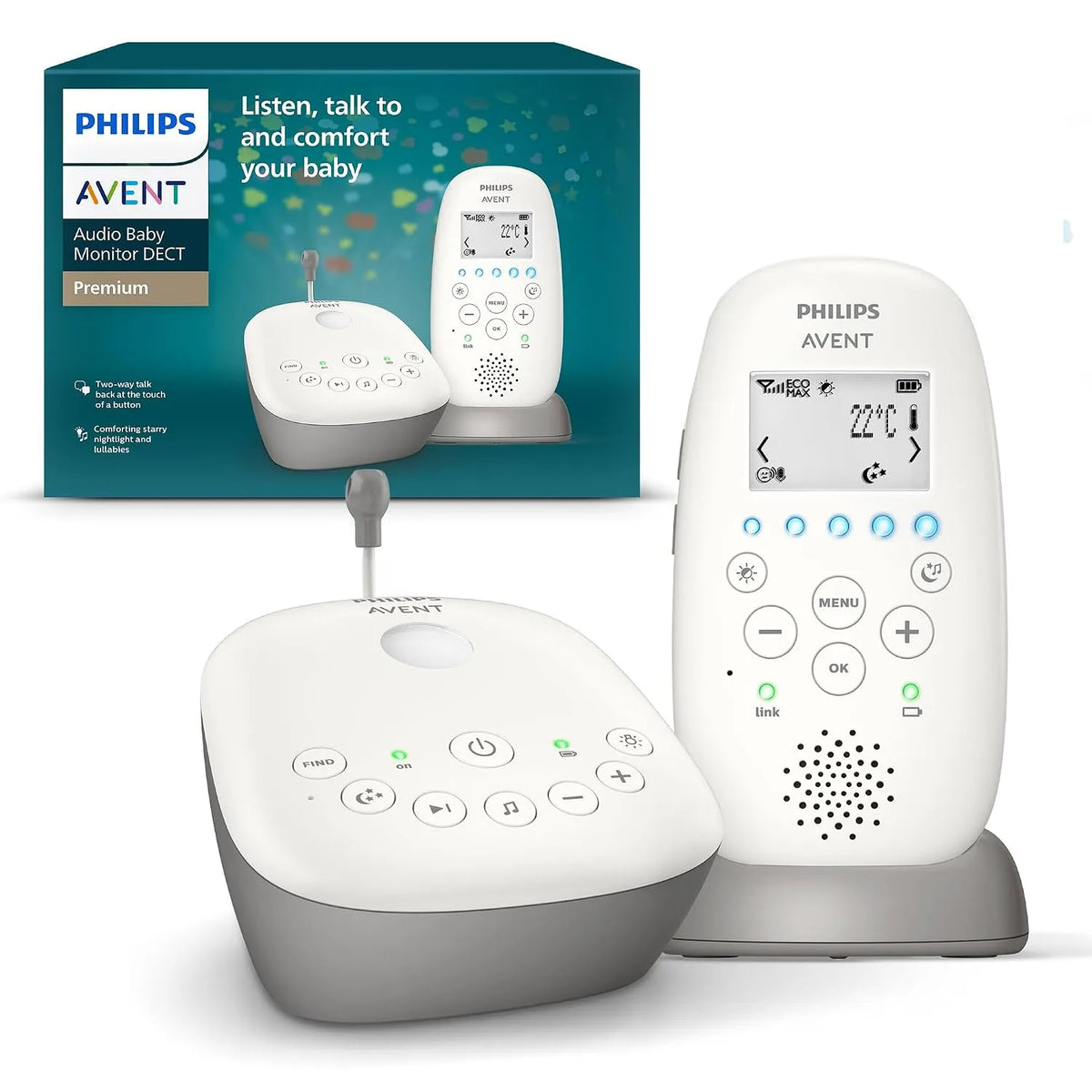 Philips SCD733/26 Babyphone, Babyüberwachungsgerät, IPS-Panel, Weiß
