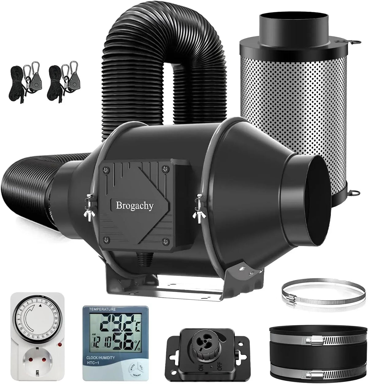 Ventilator, 365 m³/h, Abluftset, 3000 PRM Grow Lüfterset