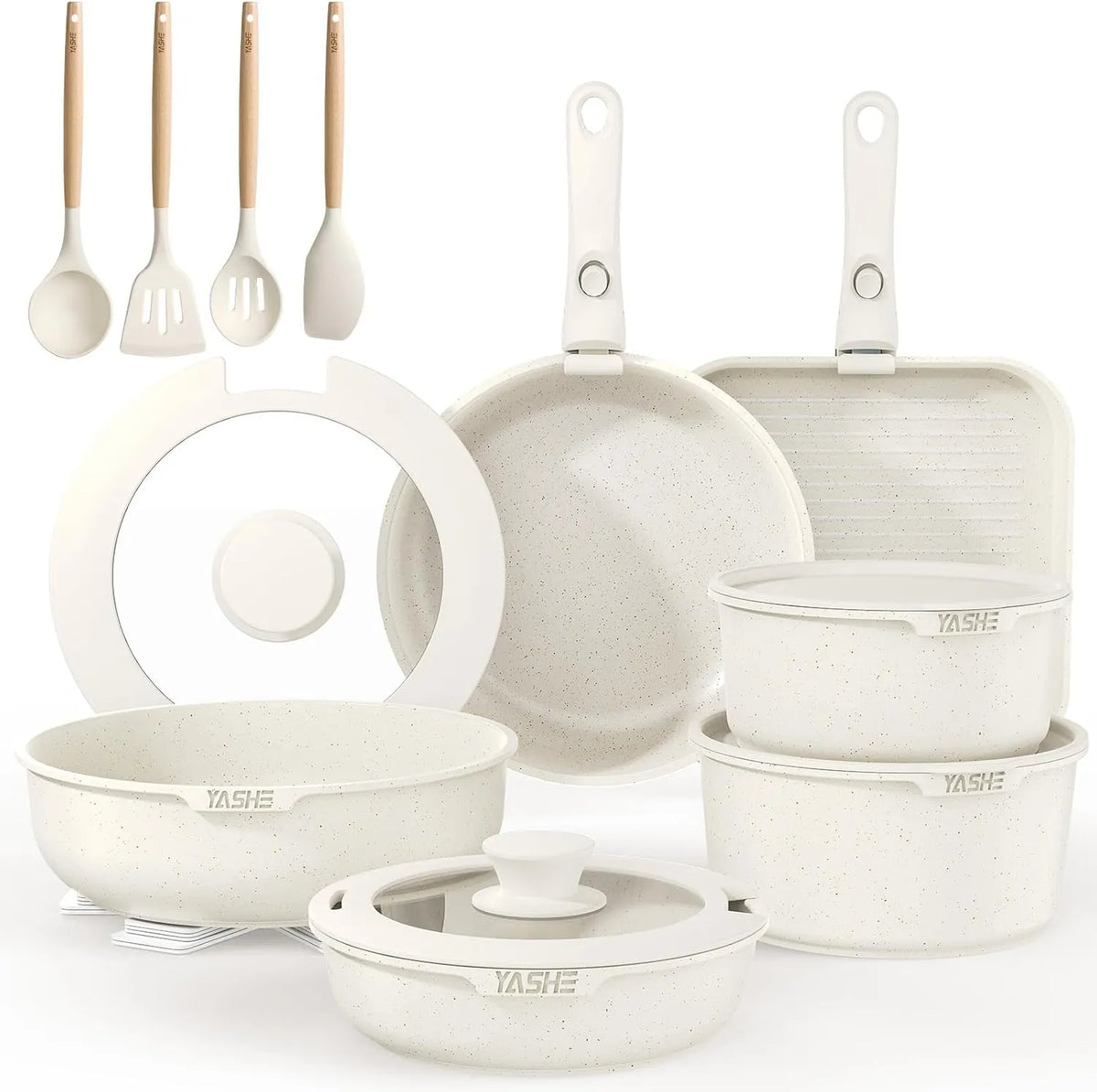 Backofen, YASHE, Grill, PTFE- und PFAS-frei, Ofen zum Backen, 21-teiliges Kochgeschirrset