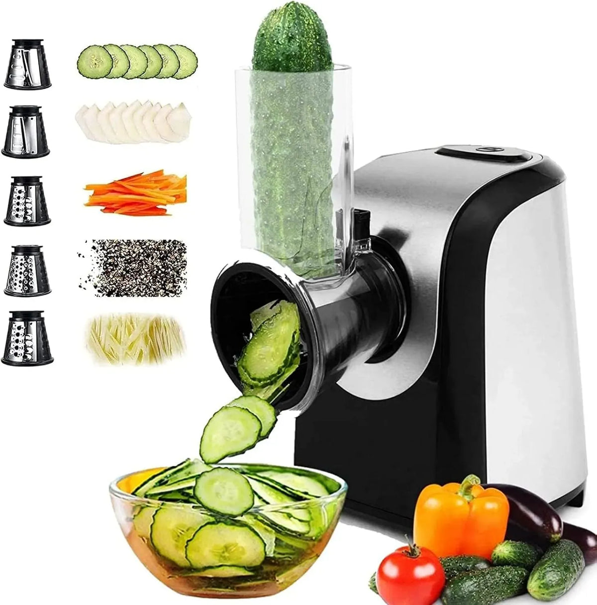Gemüseschneider, 150 W, für Gemüse und Obst, Elektrischer Gemüseschneider Elektrischer Gemüseschneider Elektrische Reibe für Gemüse und Obst