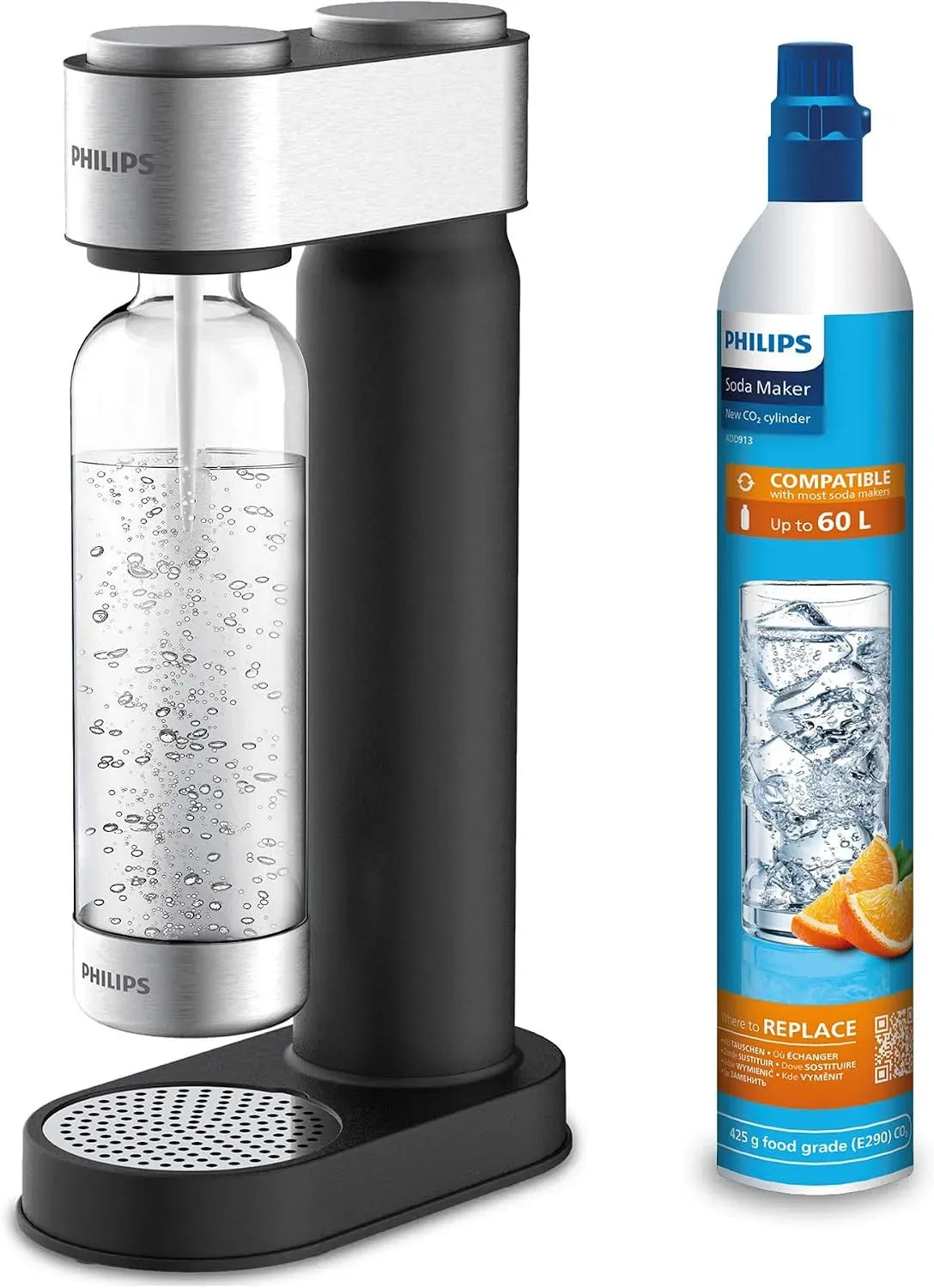 Philips ADD4902BK/10 Water GoZero Wassersprudler, plastik, 1 Liter, Schwarz
