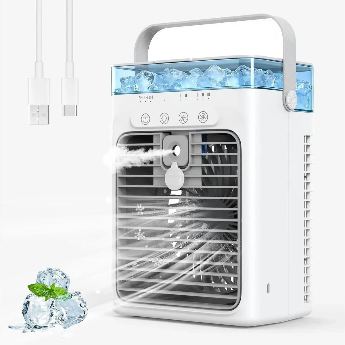 Klimaanlage, 1 L, tragbar, 3 Geschwindigkeiten, Camping, Tragbare Luftkühler mit 1L Wassetank, 3 Geschwindigkeiten & Sprühmodus