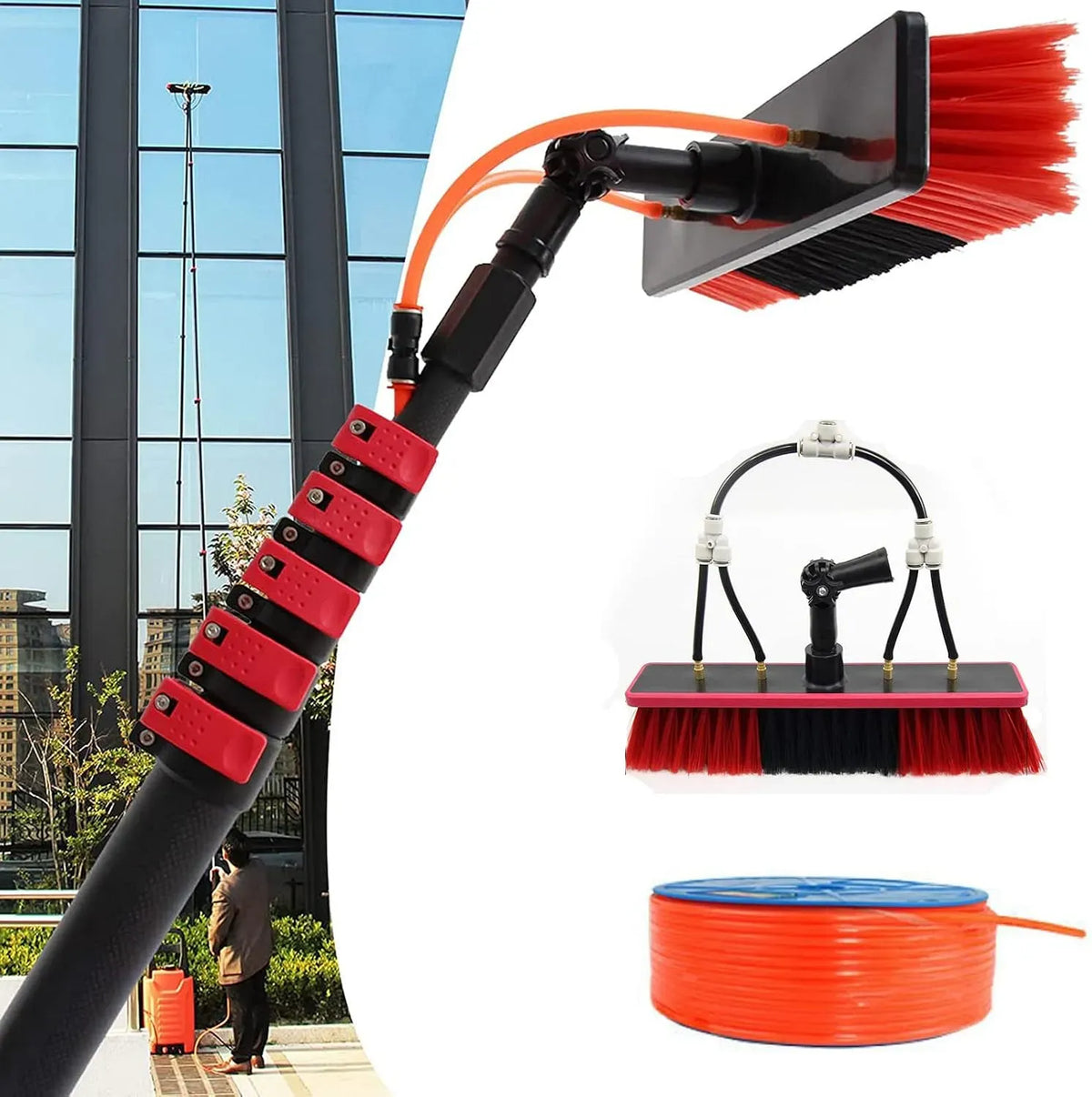 Solarpanel-Reinigungsgerät, Teleskop-Wasserbürste, Dachreiniger, 10,8 m, 5,4 m, für Veranda