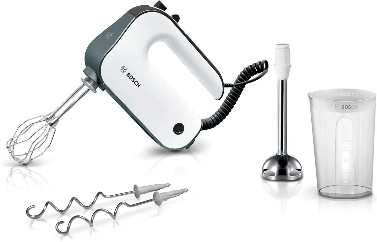 Bosch MFQ49700 Geschirrspüler, 850 W, Spülmaschine, Edelstahl, Weiß, 2 Edelstahl-Knethaken, 5 Stufen, 2 Rührbesen