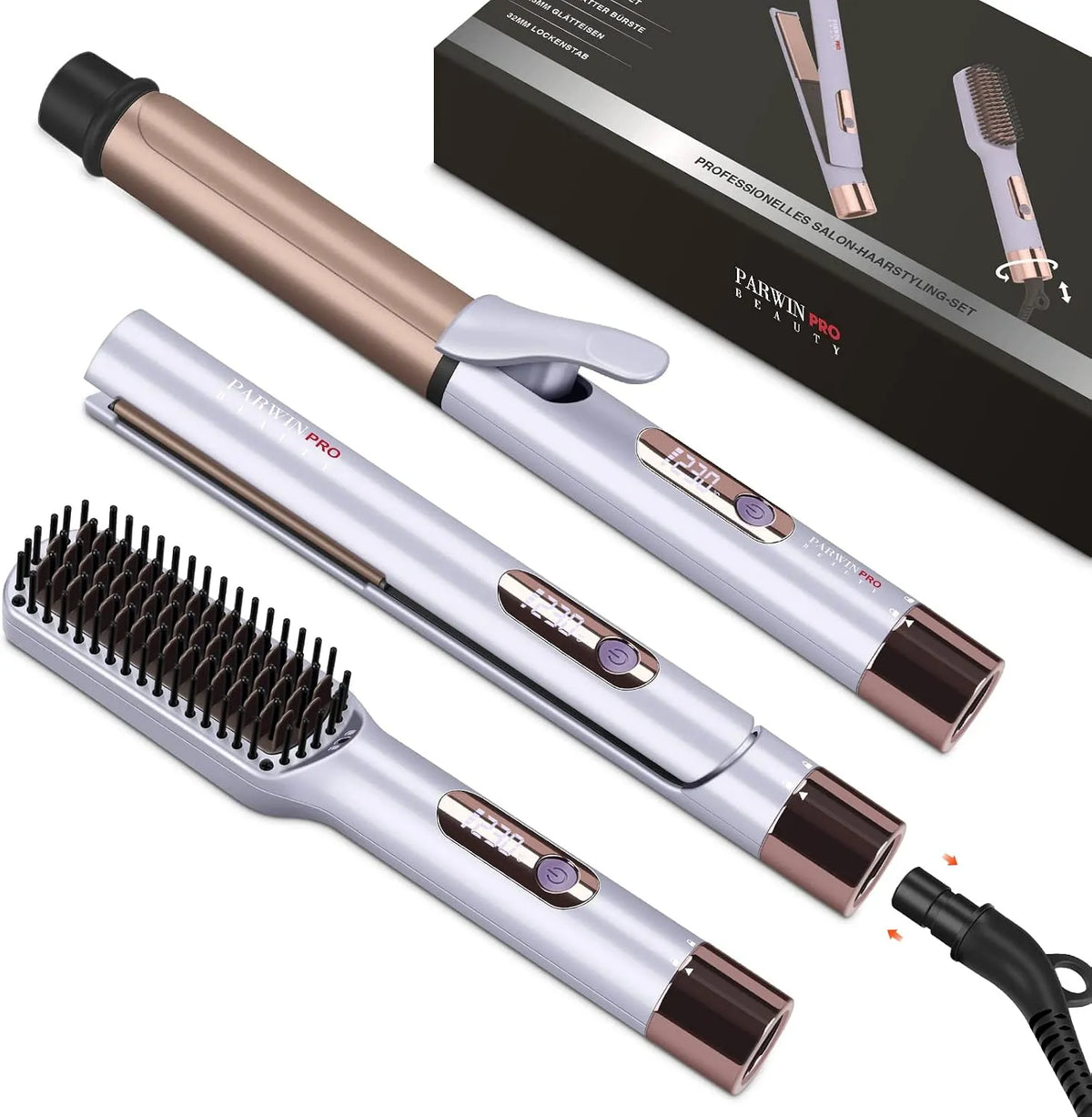 Haarglätter, Glätteisen, PARWIN PRO, 2 Temperaturzonen, Led-temperaturregelung Und Sofortigem Aufheizen, BEAUTY 3 In 1 Styling Set