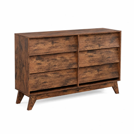 Holzkommode mit 6 Schubladen Dunkelbraun 120x40x75 cm