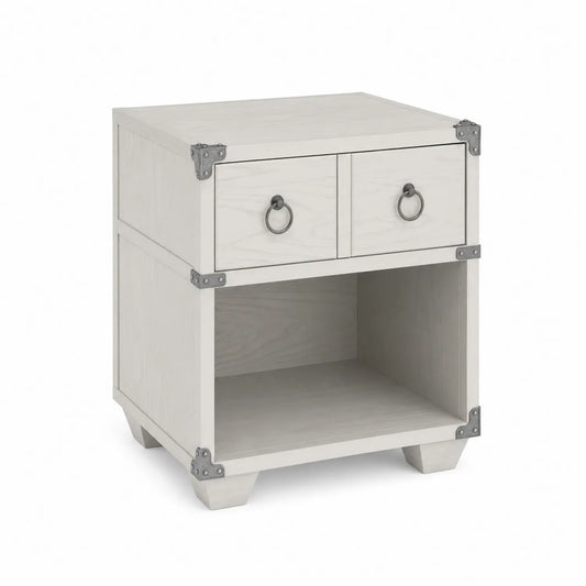 Nachttisch mit 2 Schubladen Weiß Holz MDF