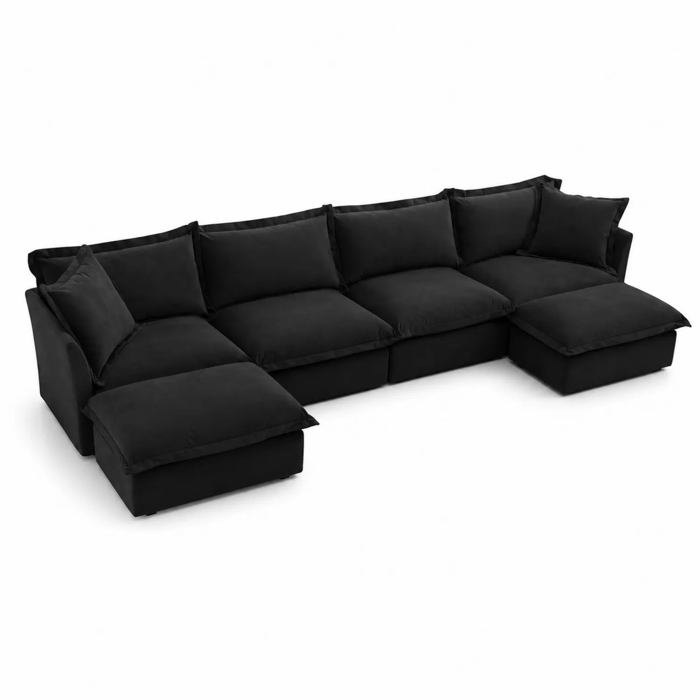 Modulares Ecksofa Stoff Schwarz