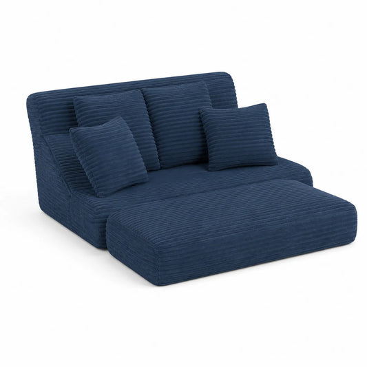 Modulares Sofa mit Ottoman Cordstoff Blau