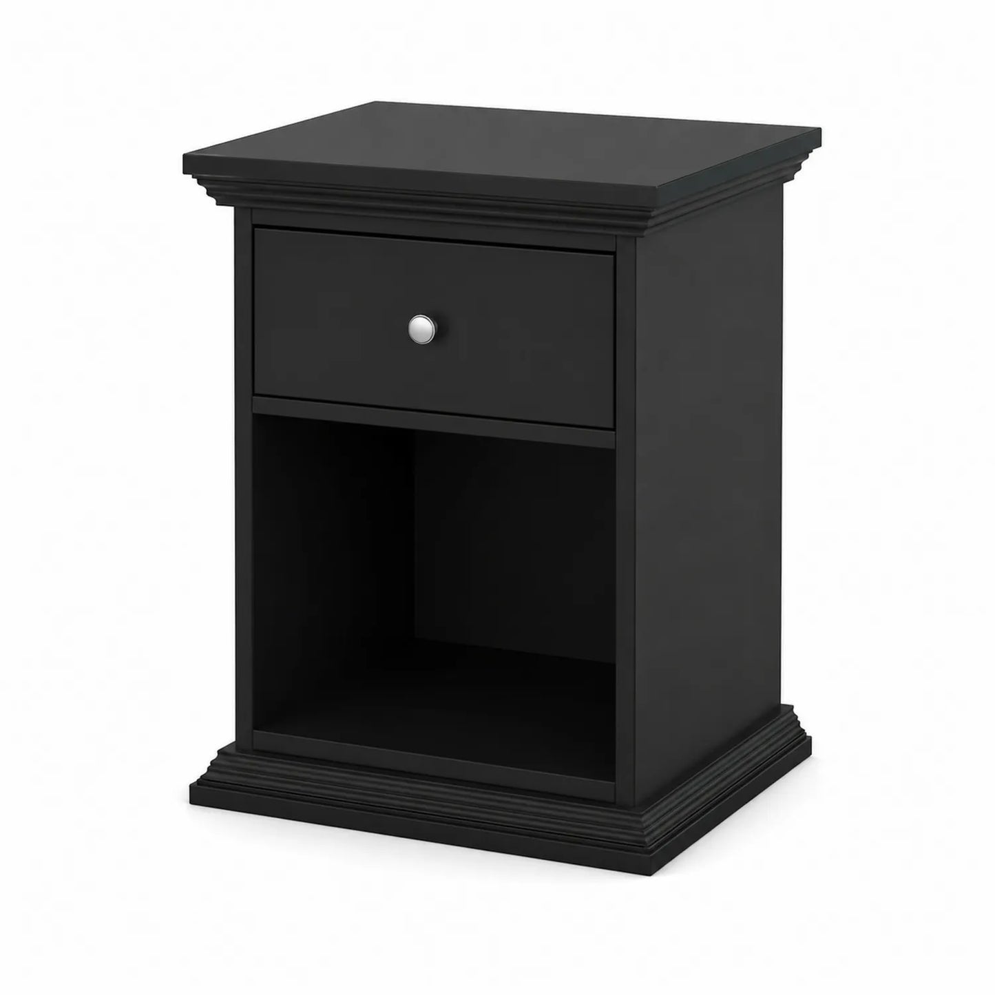 Schwarzer Nachttisch mit Schublade und Fach MDF 60x45x35 cm
