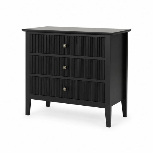 Schwarze Holzkommode mit 3 Schubladen