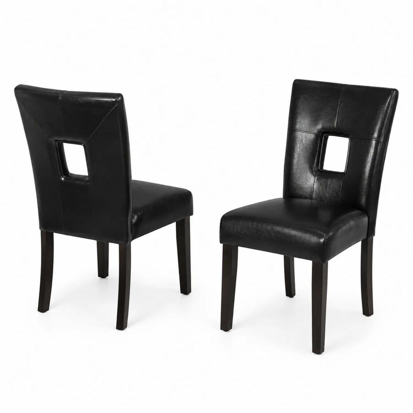 Set aus 2 Stühlen aus Kunstleder Schwarz mit Holzbeinen