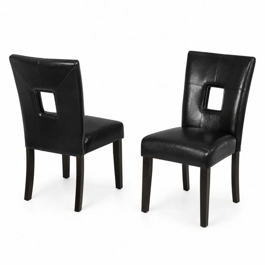Set aus 2 Stühlen aus Kunstleder Schwarz mit Holzbeinen