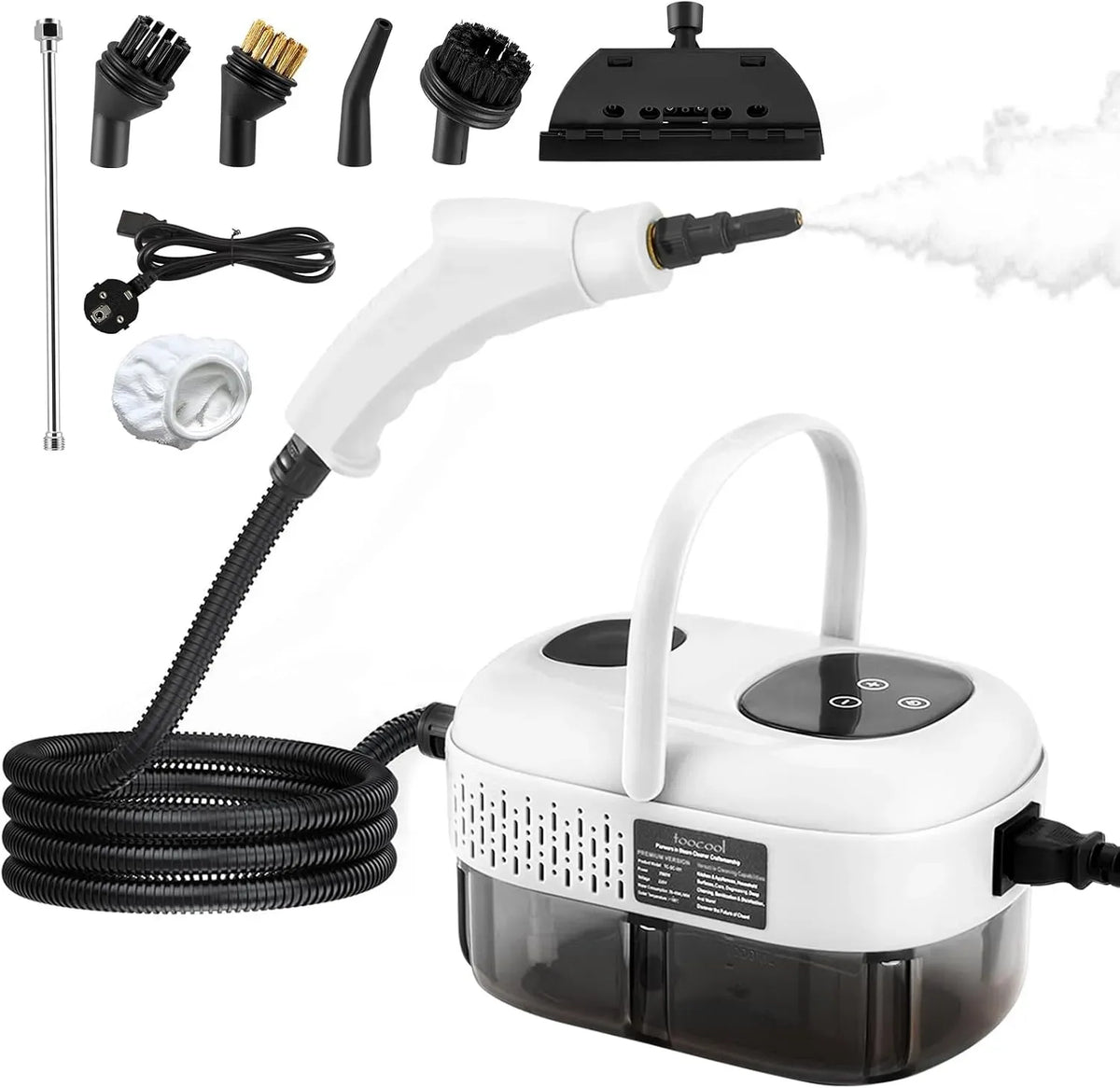 Dampfreiniger, 2500 W, Druckdampf, tragbar, Einsatz auf Böden, in Küche, Auto und an Fenstern, 3,0 Bar