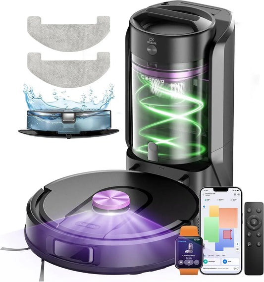 Saugroboter 3-in-1, Schwarz, 000Pa & 200 Min Staubsauger Roboter