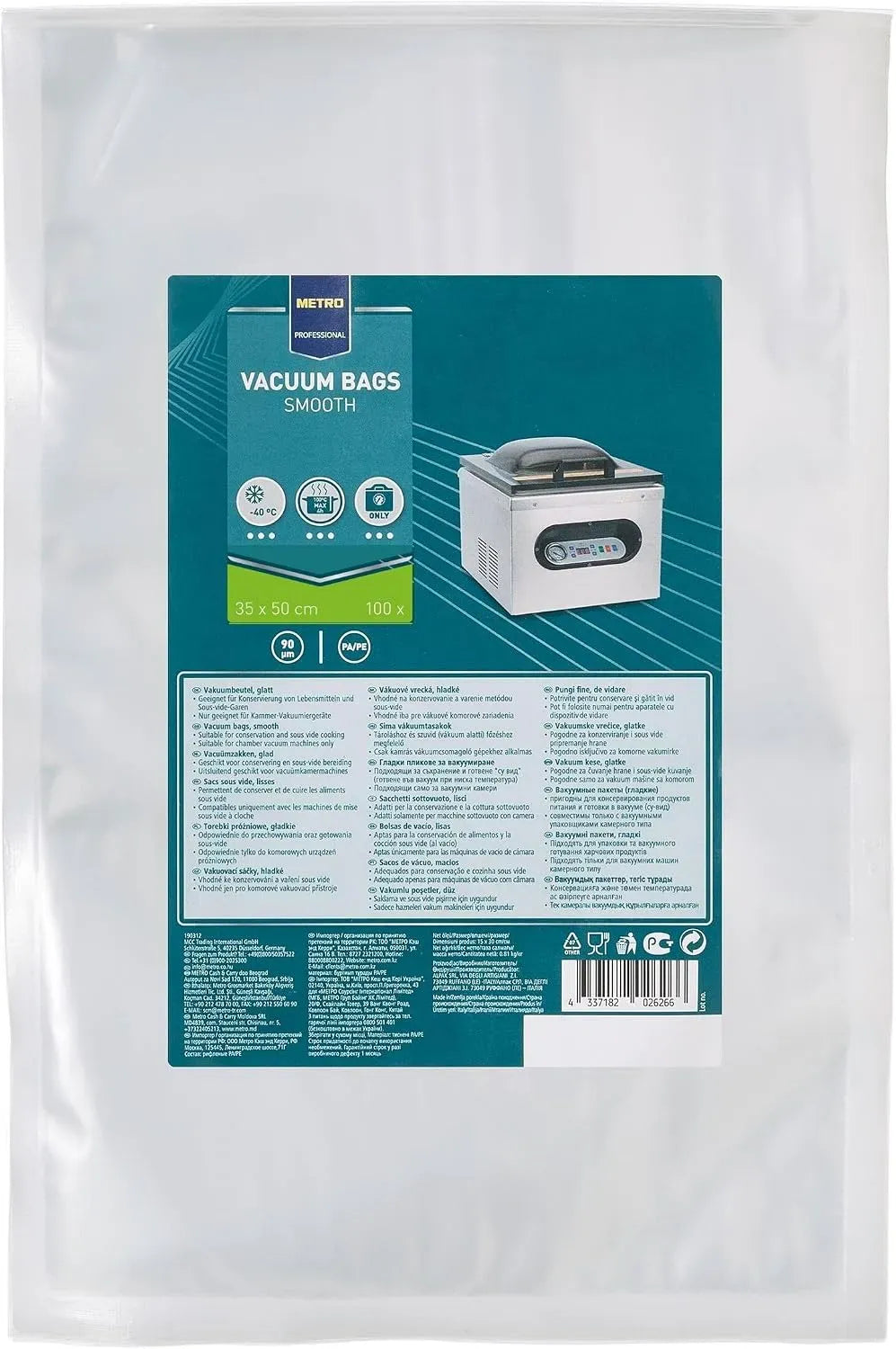 geeignet für Sous-Vide Garen, PA/PE, für Professional Vakuumbeutel, 35 x 50 cm, Dicke: 90 µm, beständig bis 100 °C für max, 400 Stück