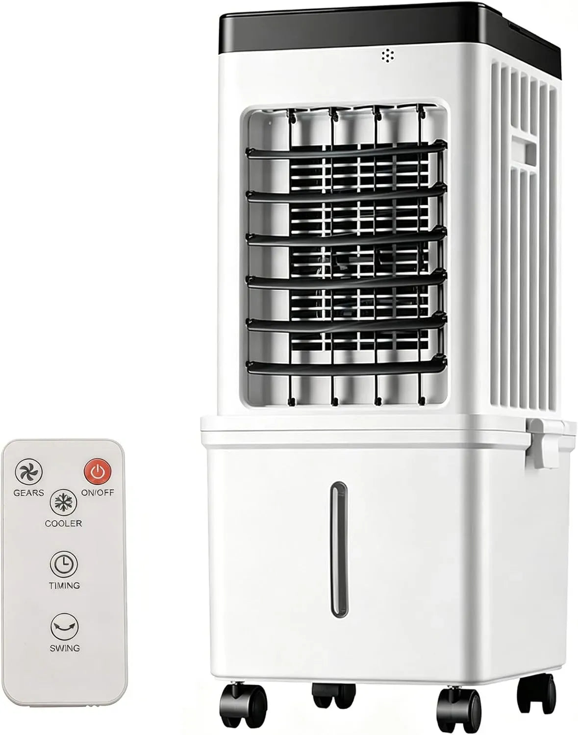 Luftkühler 3-In-1, 60CM, 15 L, tragbar, Transportrollen, Timer, 3 Geschwindigkeiten, großer Wassertank, Super Energiesparend, 4 Rollen & Griff