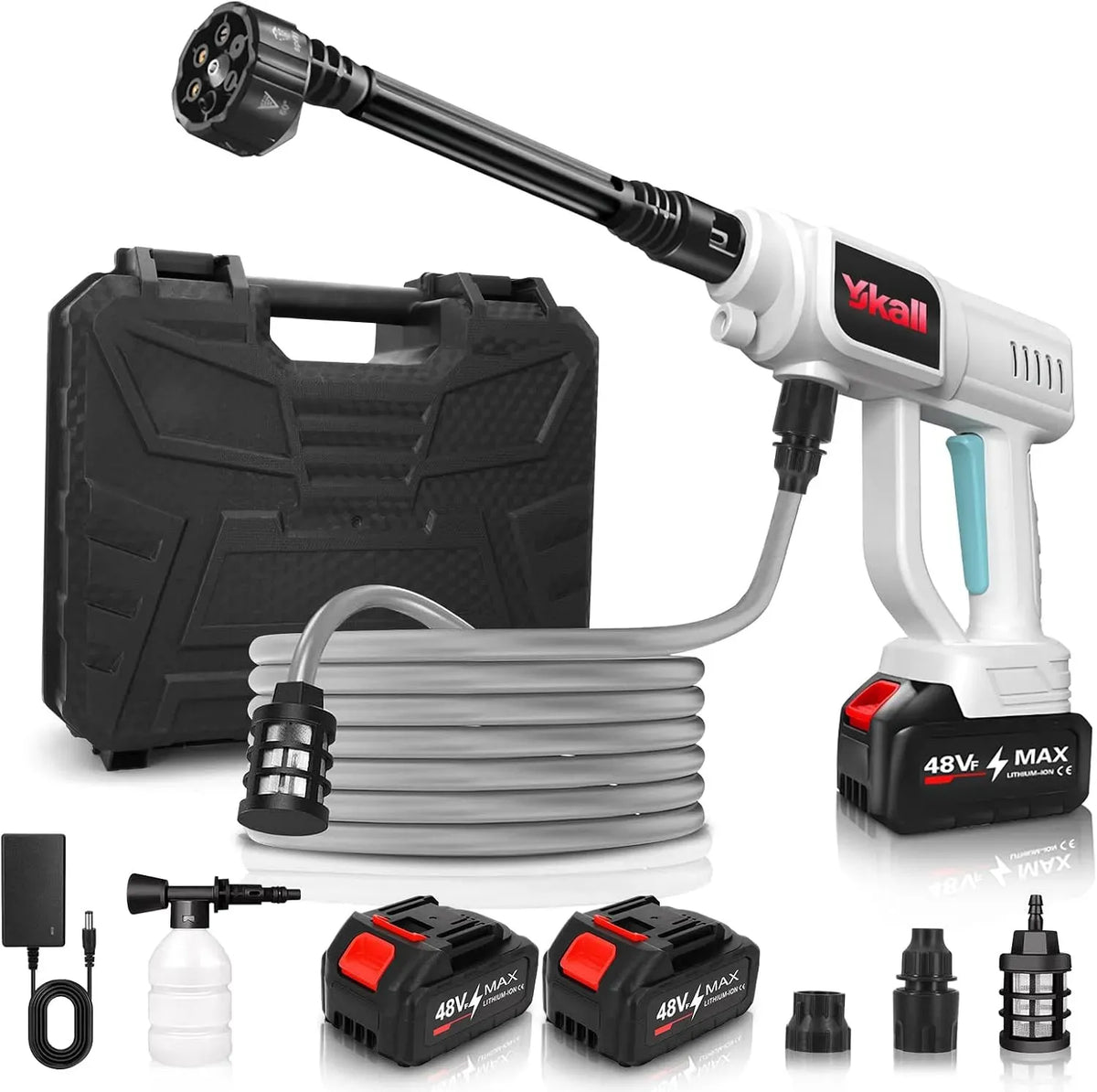 Hochdruckreiniger 6-in-1, 48 V, Düse & 5m Schlauch