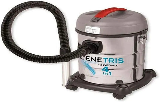 Staubsauger, 25 L, 1200 W, 230 V, Ribimex PRCEN010 W-25, Edelstahl, Rot, Asche und Laubbläser 1200 L, 4 in 1: Feststoffe
