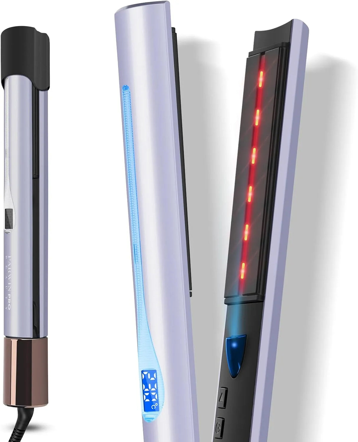 Haarglätter IN 1, 100 bis 230 °C, Glätteisen, 2 Temperaturzonen, 4 Temperatur-E stellungen 00-230℃ Lila, PARW PRO BEAUTY