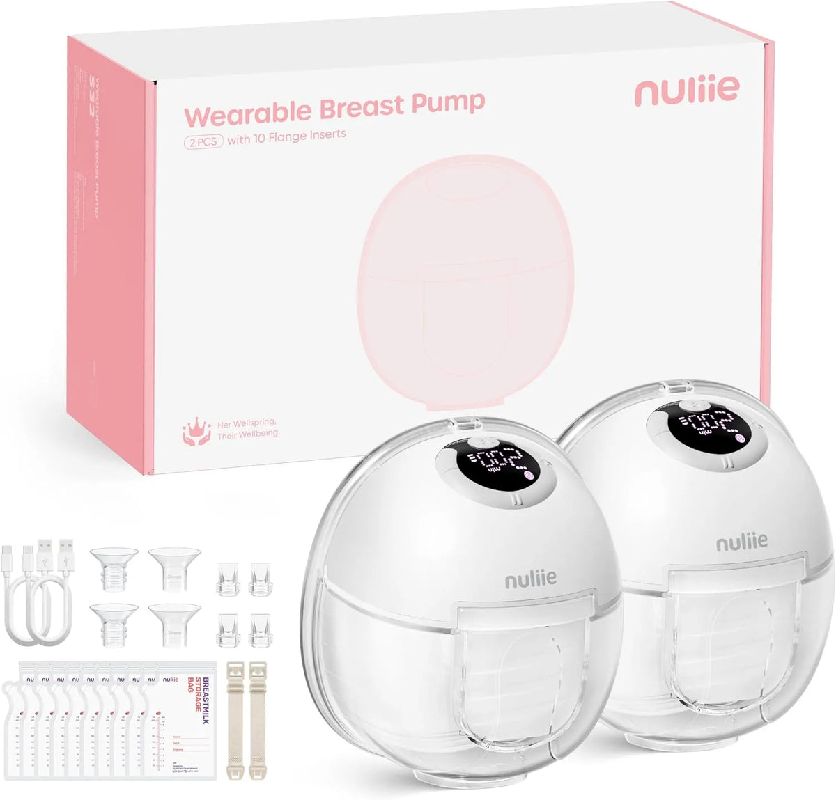 Milchpumpe S32, elektrische Stillpumpe, tragbar, 13/15/17/19/21/24 mm Komfortabler Flansch, 4 Modi, 2 Packs, 9 Stufen