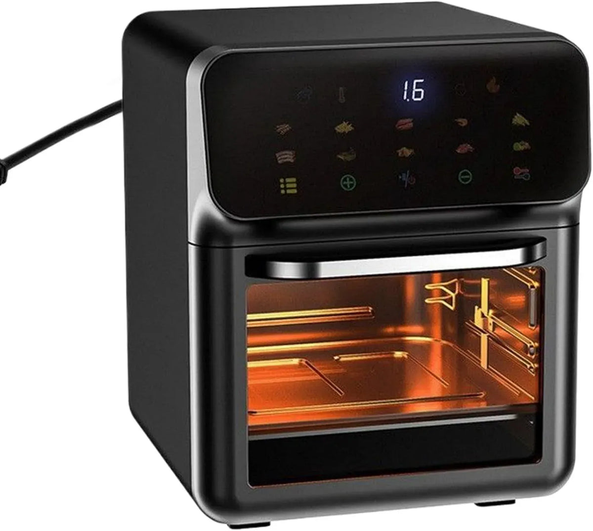 Elektrischer Pizzaofen, Ofen zum Backen, Heißluftfritteuse, Tischbackofen Heißluftfritteuse Kombi Kochen Backen Braten Pommes Pizza