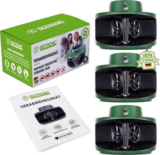 Mäuseschreck ohne Gift, Ultraschall Mäuseabwehr zum Mäuse, für Keller & Garten, 40m² Wirkungsbereich, 3 Stück, Ratten, Kakerlaken & Waschbären