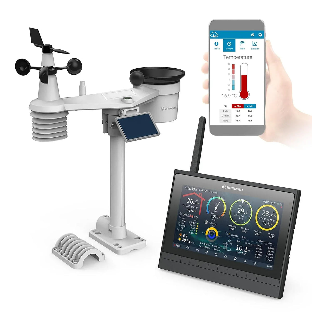 9-in-1 WLAN-Wetterstation, Multisensor, Funkwetterstation, Bresser