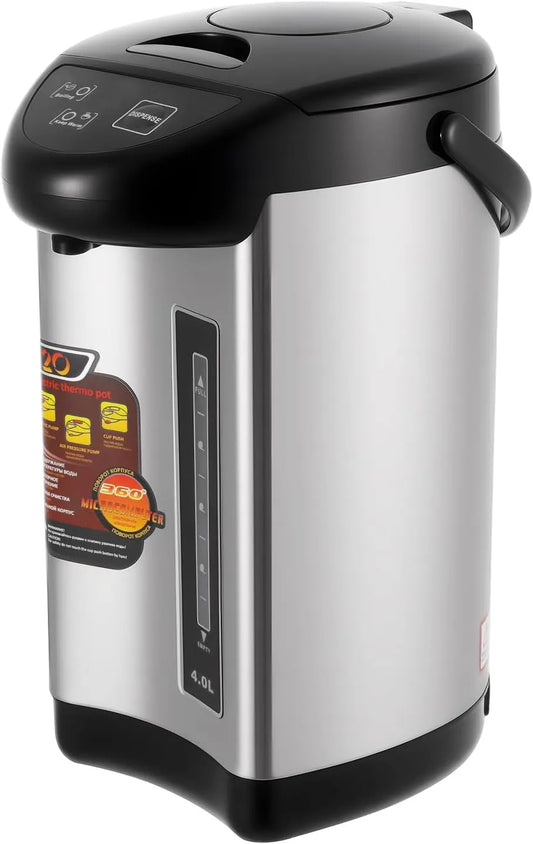Wasserkocher, 4 L, großer Wassertank, Edelstahl, Schwarz