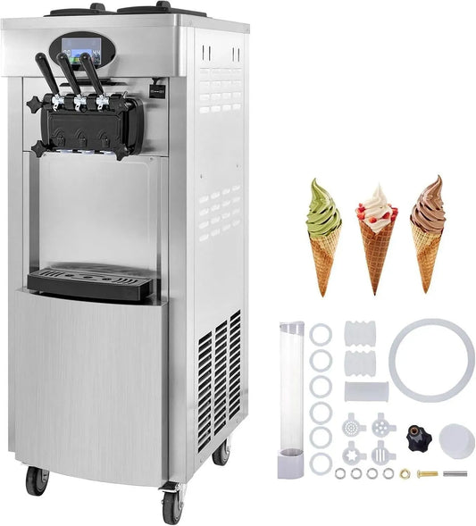 Edelstahlbehälter, Eismaschine, Speiseeismaschine, 6 L, 2200 W, 28 L/h, freistehend, gewerblich
