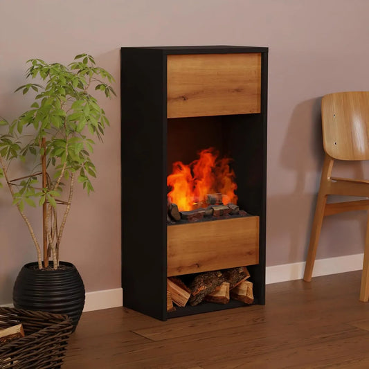 OGF 3 3D-Flammen Kamin, elektrischer Kamin, 47.7x100x29.1 cm, 3D-Optik, Dampf, Schwarz, GLOW FIRE