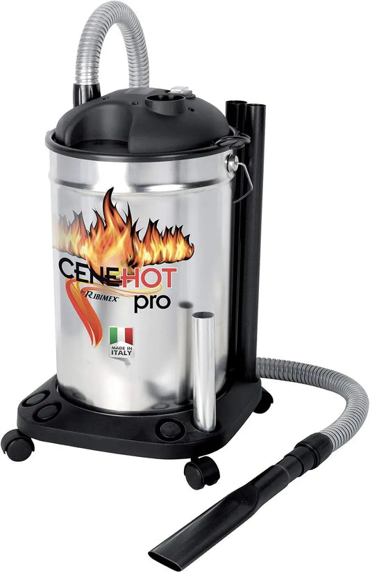 PRCEN005 Stahlbehälter, Aschesauger, HEPA-Filter, Kamin, Grill, Ofen, Kaminsauger, 25 L, 1200 W, für heiße Asche bis 40 °C