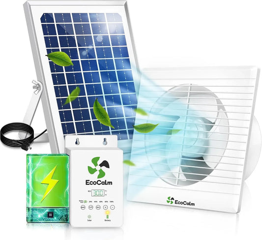 Ventilator, Outdoor, IP65, Thermostat, 4,5 M, Ventilator zur Luftzirkulation, Solar Ventilator Outdoor mit einstellbarem Thermostat & Solar Akku