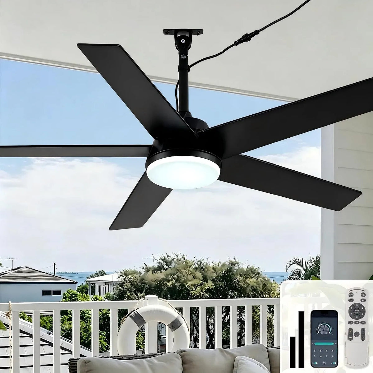 Ventilator, 121,9 cm, Outdoor, IP65, Ventilator zur Luftzirkulation, 121,9 cm wasserdichter Outdoor-Deckenventilator mit Licht