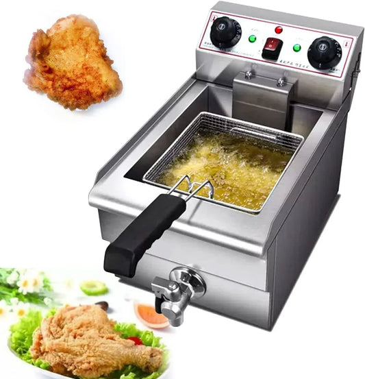 Multikocher, Fritteuse, elektrischer Multikocher, 13 L, Thermostat, Edelstahl, für gewerbliche oder gewerbliche Nutzung