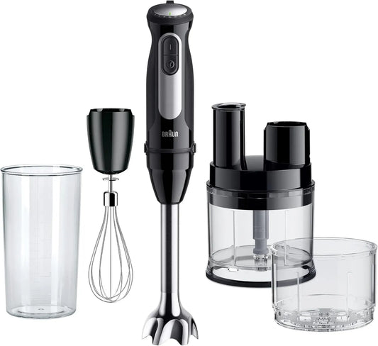Braun MQ55755M Küchenmaschine, 1000 W, Schwarz, Stabmixer mit 25 Geschwindigkeitsstufen, 600 ml, MultiQuick 5 Pro